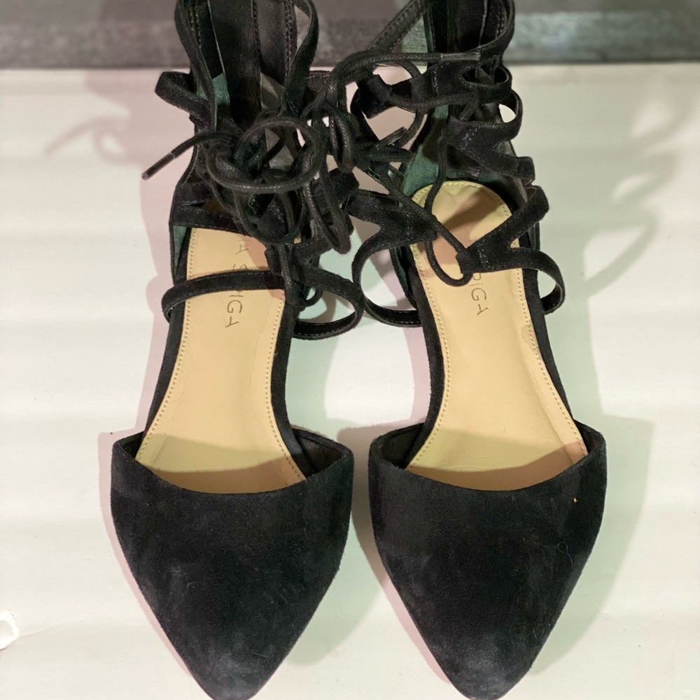 Via Spiga lace-up suede flats